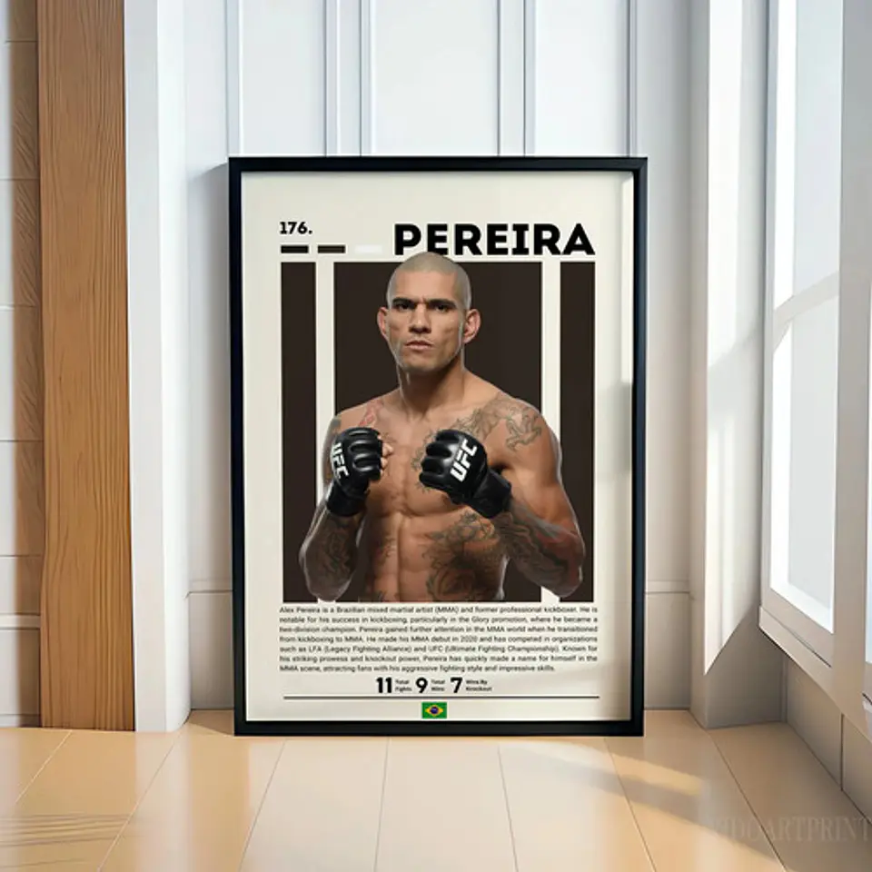 Cuadro Ufc Alex Pereira  Cuadro Premium Con Marco Negro 1
