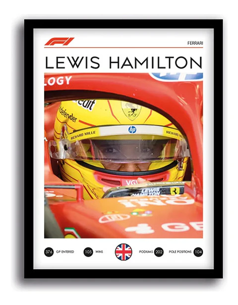 Cuadro Lewis Hamilton Ferrari F1 Interior Piloto Decoración