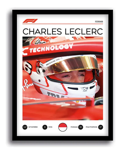Cuadro Charles Leclerc Ferrari Interior F1 Piloto Decoración