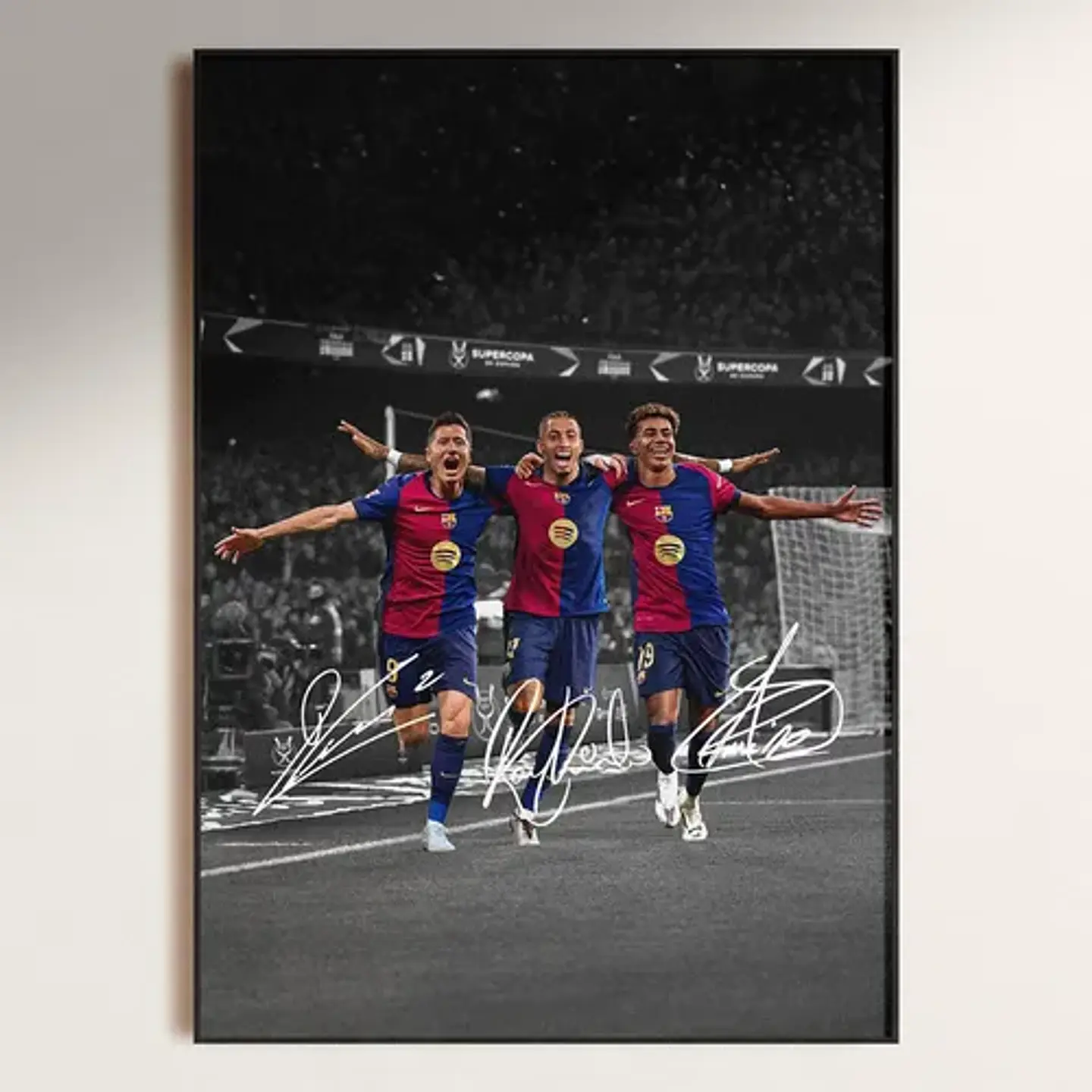 Cuadro Fc Barcelona Tridente | Lewandowski, Raphinha, Yamal 1