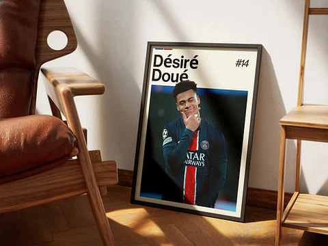 Cuadro Fútbol Désiré Doué Psg Joven Promesa Francia