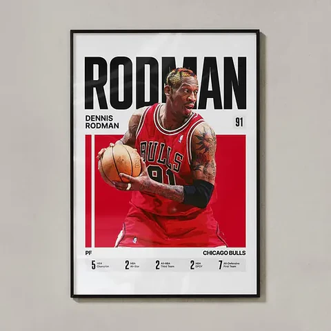 Cuadro Nba Dennis Rodman N° 91 Chicago Bulls Leyenda