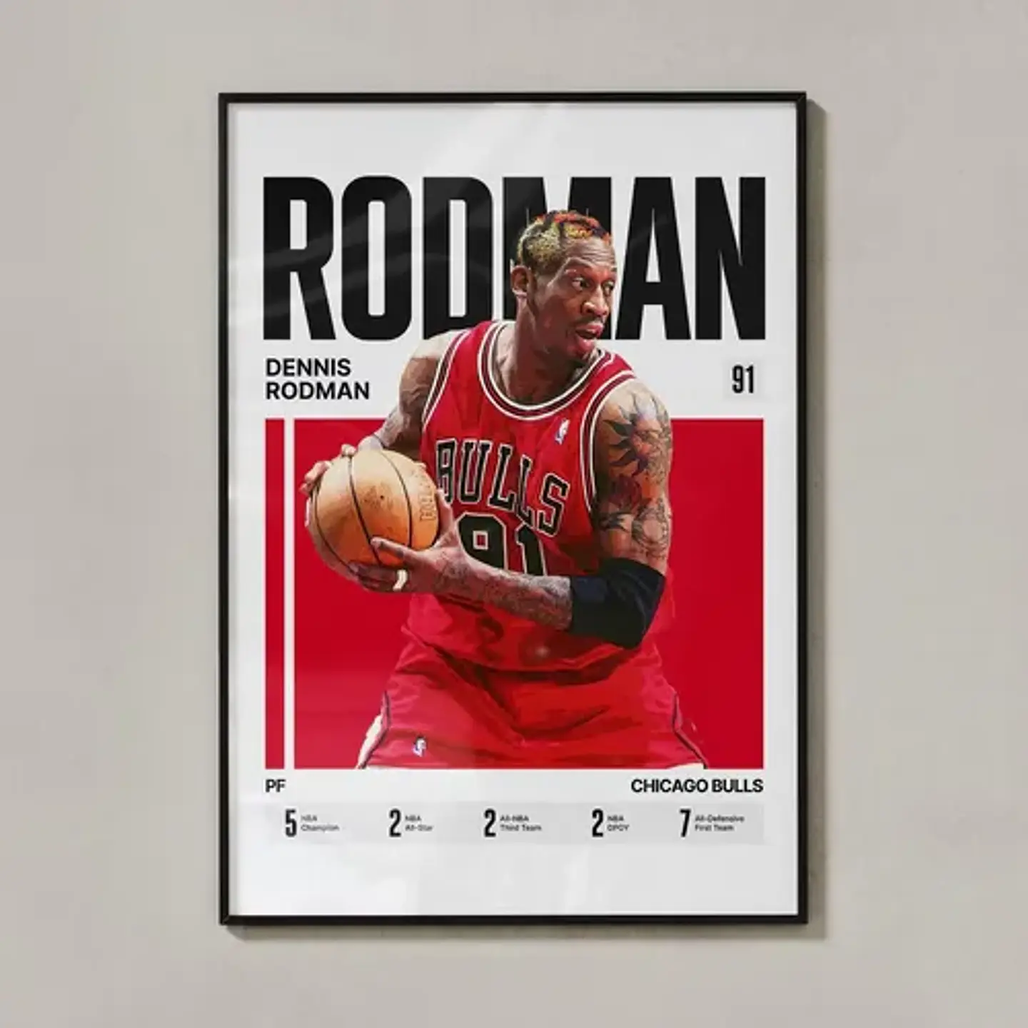 Cuadro Nba Dennis Rodman N° 91 Chicago Bulls Leyenda 1