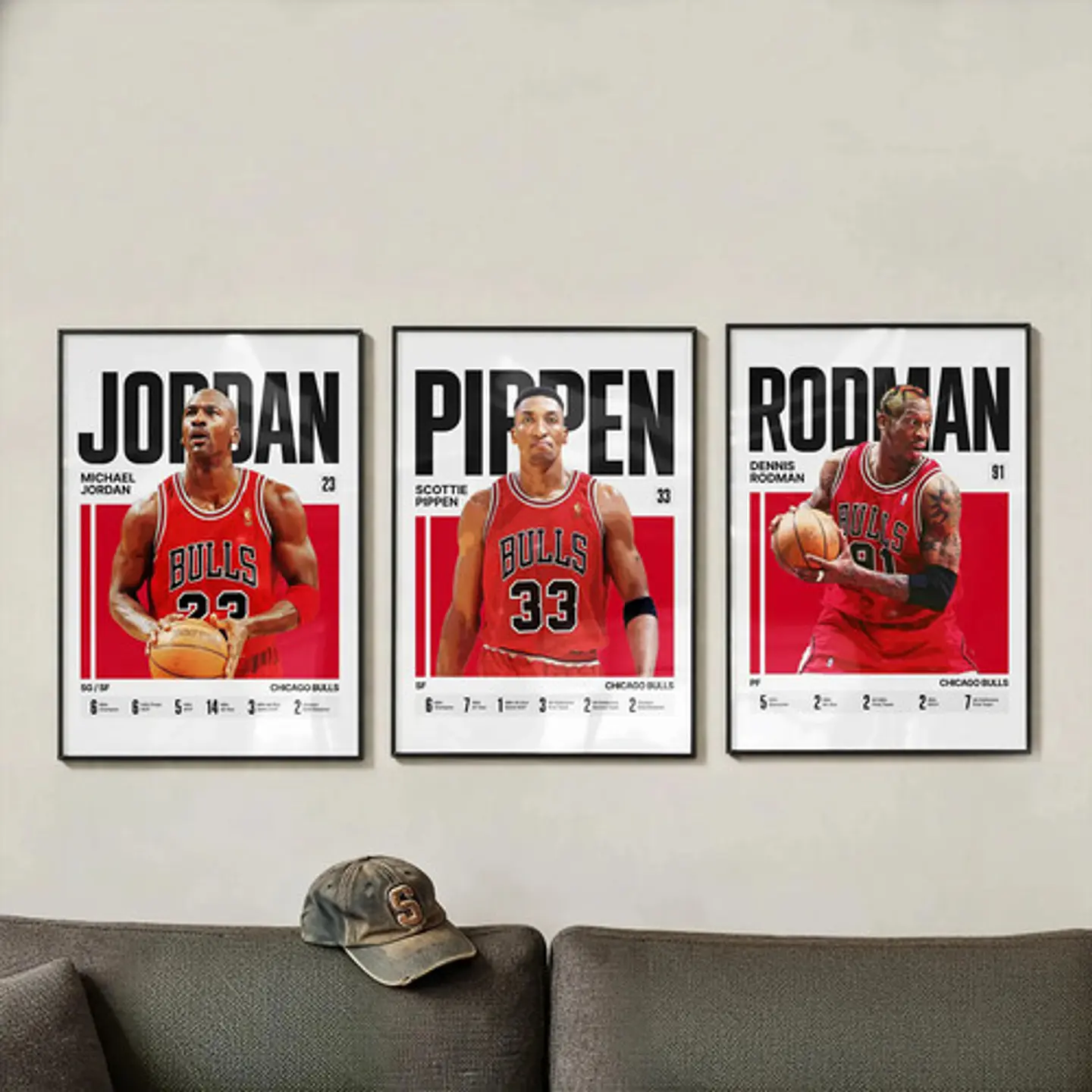 Cuadro Leyendas Chicago Bulls 90s Jordan Pippen Rodman Nba 1