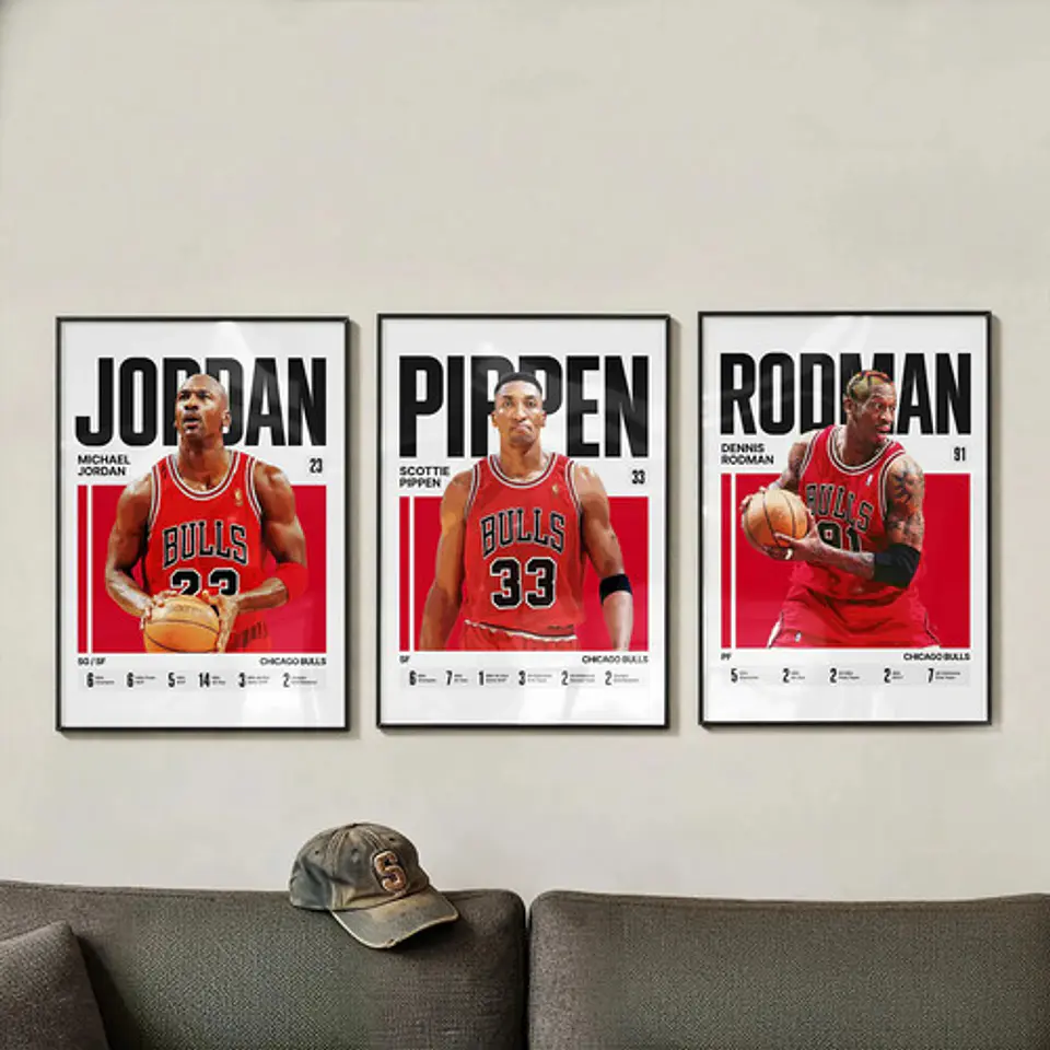 Cuadro Leyendas Chicago Bulls 90s Jordan Pippen Rodman Nba 1