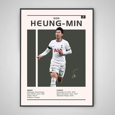 Cuadro Fútbol Son Heung-min Tottenham Hotspur Corea Estrella