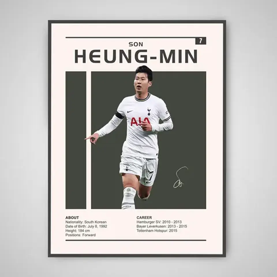 Cuadro Fútbol Son Heung-min Tottenham Hotspur Corea Estrella 1