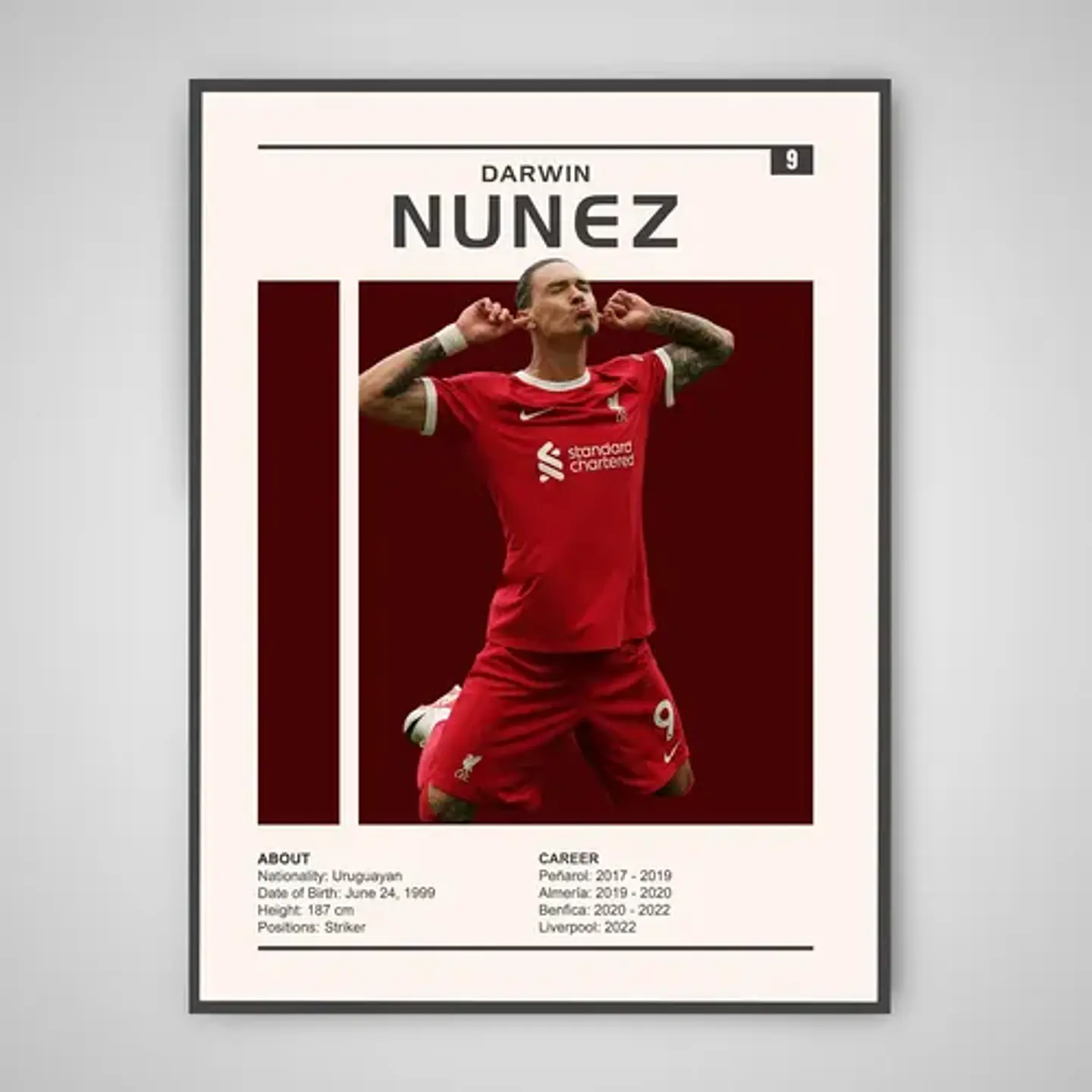 Cuadro Fútbol Darwin Núñez Uruguay Liverpool Delantero 1