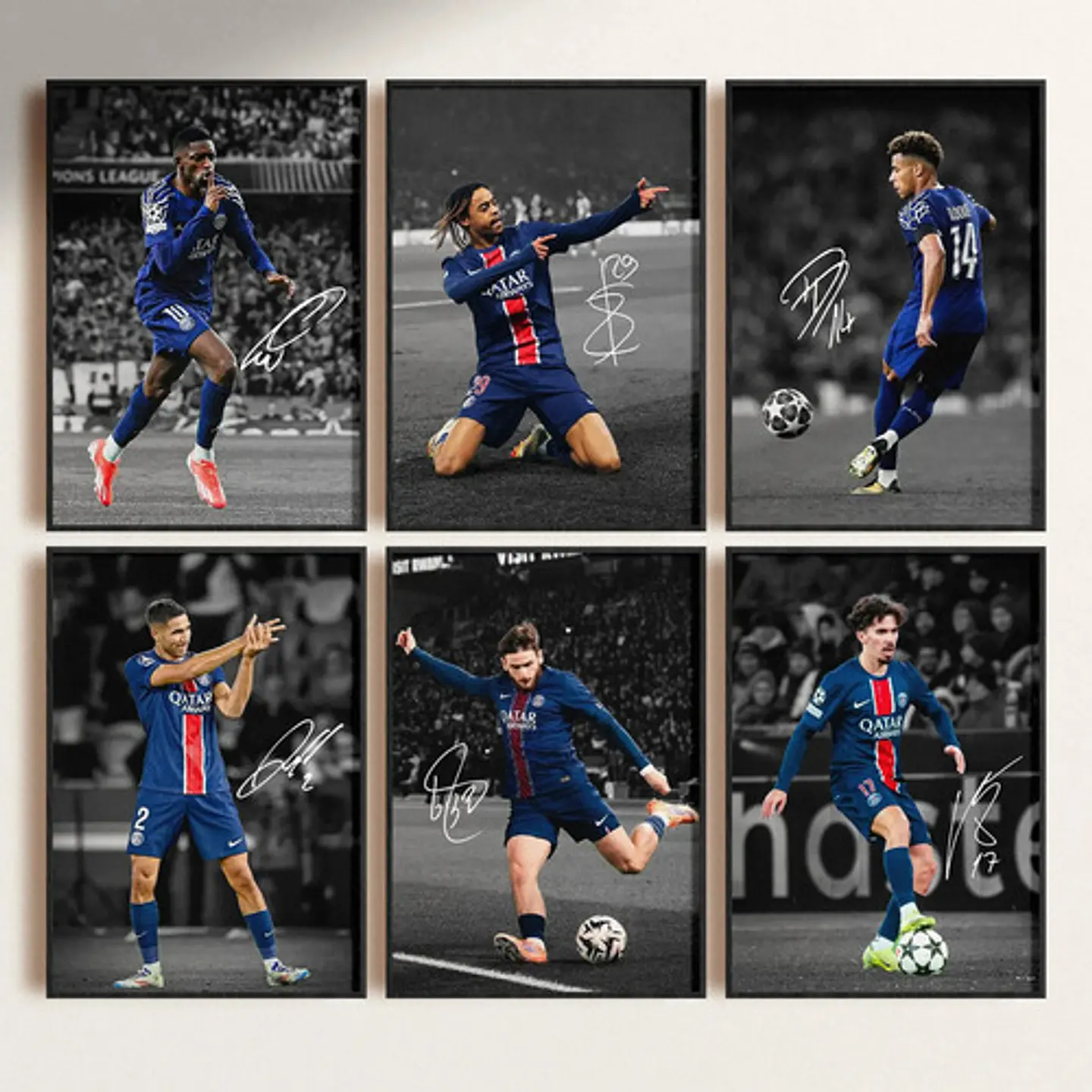 Cuadro Psg Dembélé, Barcola, Doué, Hakimi, Vitinha Futbol 1
