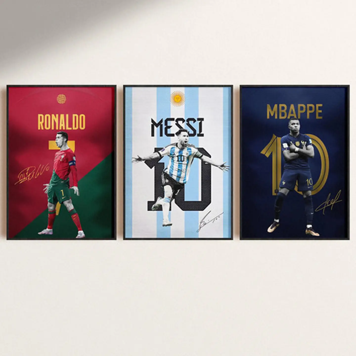 Cuadro Leyendas Del Fútbol Cristiano Ronaldo, Messi, Mbappe 1