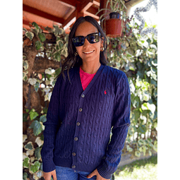 Sweater Polo Ralph Lauren Cable-Knit Cotton V-Neck Cardigan Navy