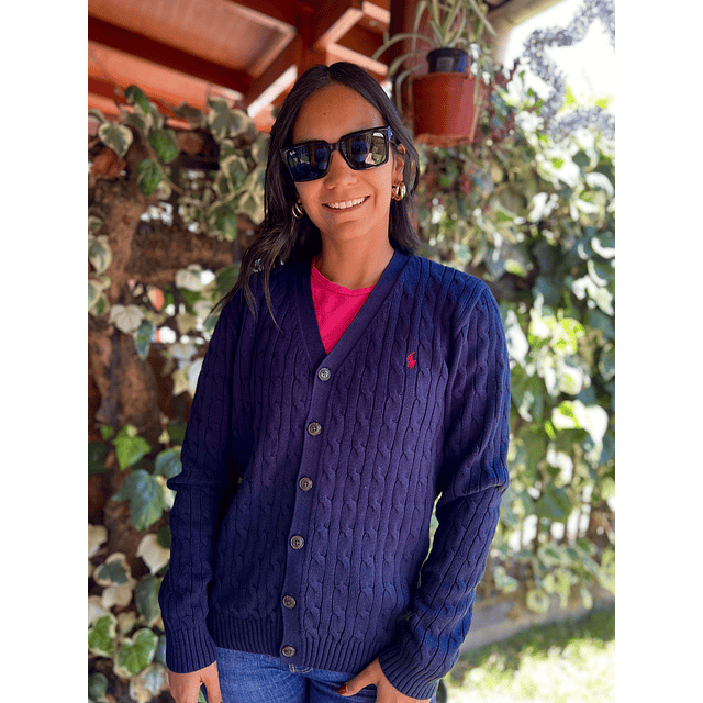 Sweater Polo Ralph Lauren Cable-Knit Cotton V-Neck Cardigan Navy