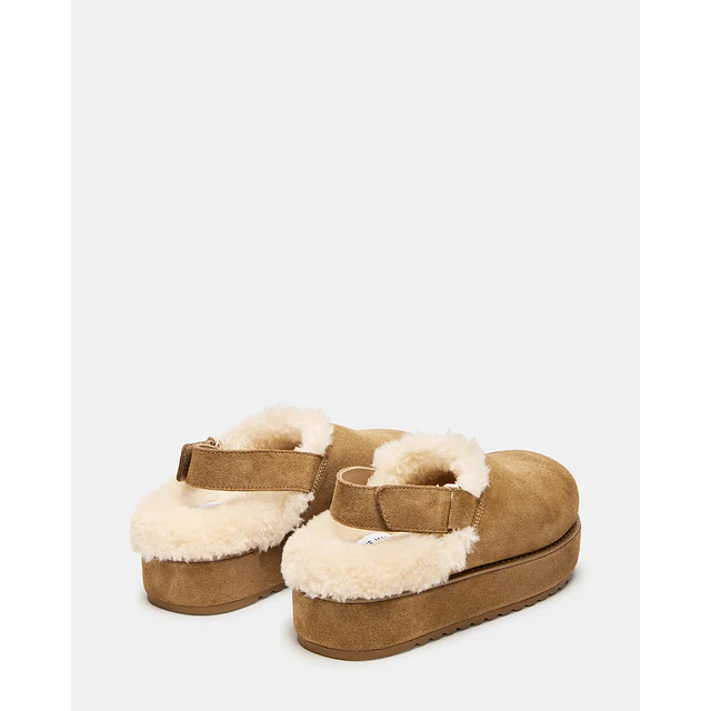 Steve Madden Mellow Faux Fur Cognac Suede