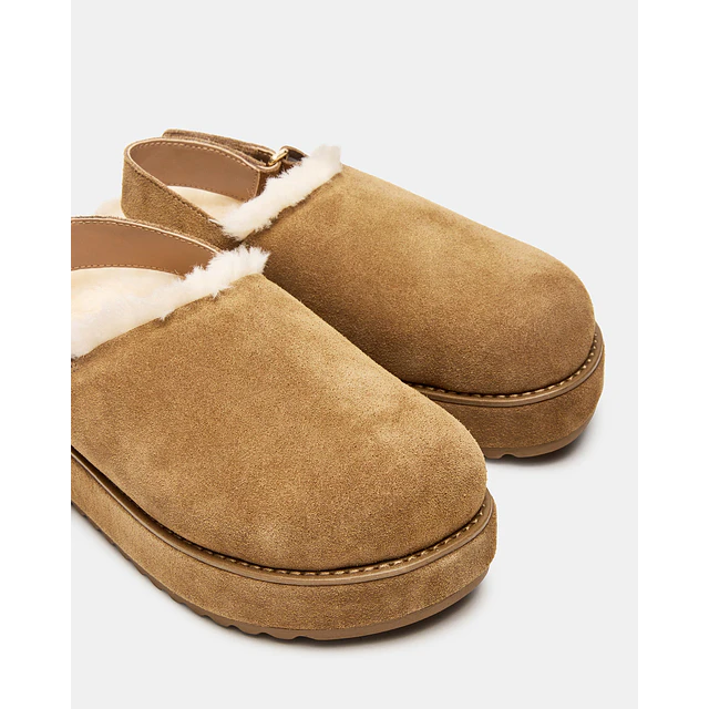 Steve Madden Mellow Faux Fur Cognac Suede