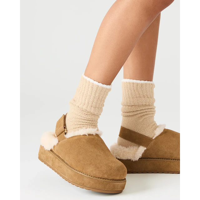 Steve Madden Mellow Faux Fur Cognac Suede
