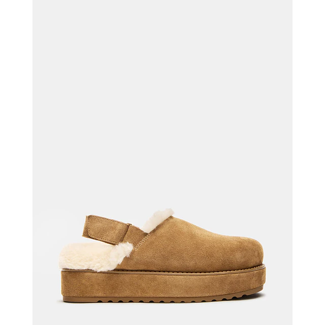 Steve Madden Mellow Faux Fur Cognac Suede
