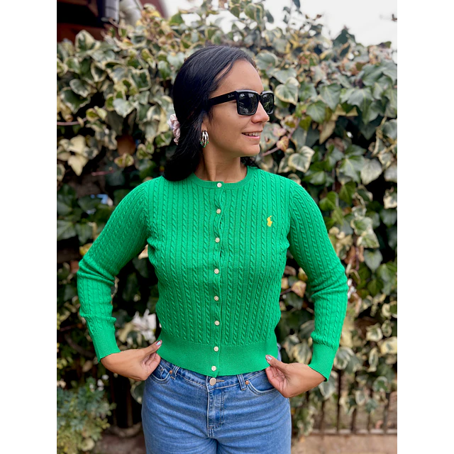 Sweater Mini-Cable Cotton Cardigan