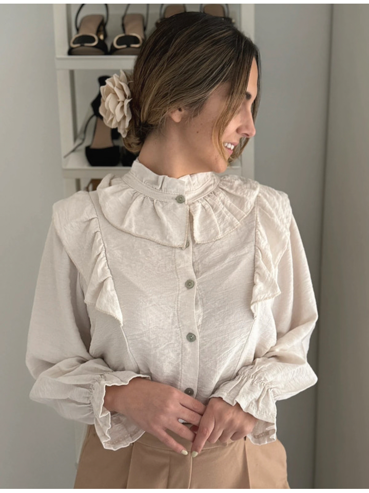 Camisa Folhinhos Bege 1