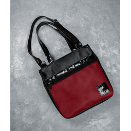 Totebag Liza Negra rejilla roja