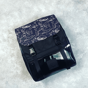 Mochila Nicca Negra Perros Bolsillo Charol