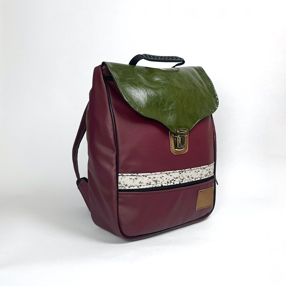 Mochila Elisa Guinda y Verde Oliva  1