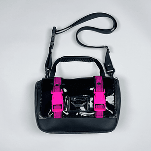 Bolso/Banano Sabrina Negro Fucsia