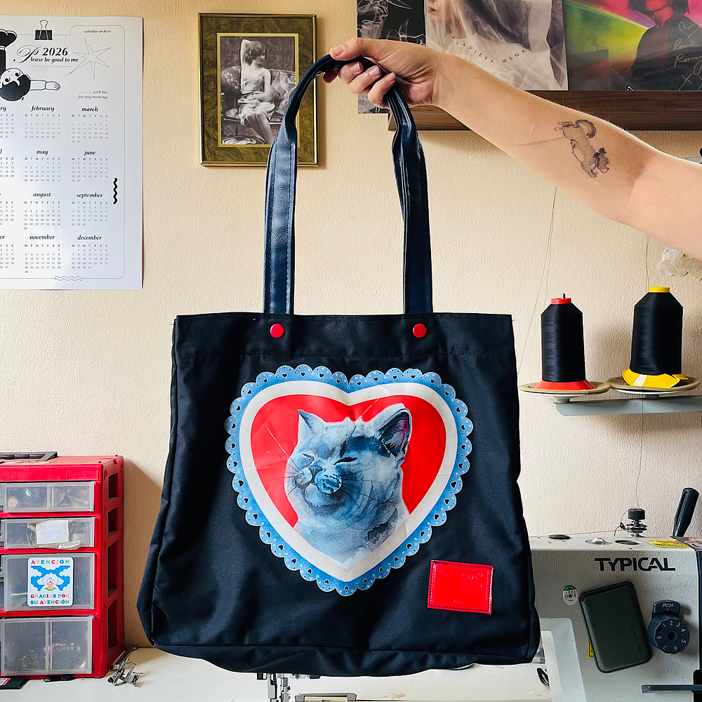 Totebag Gatito gris Vintage  1