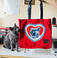 Totebag Gatito Gris Vintage Roja - Miniatura 1