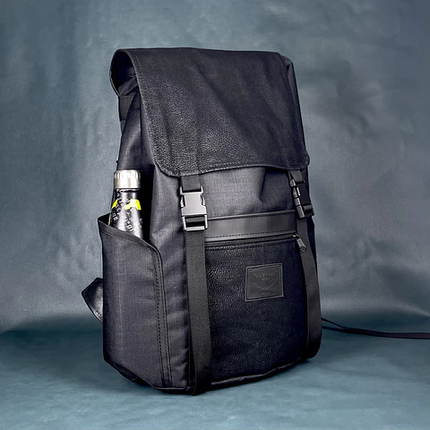 Mochila Viajero Negra Texturizada 