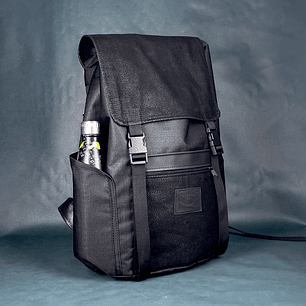 Mochila Viajero Negra Texturizada 