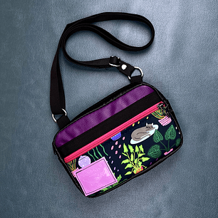 New Pocket Bag Plantas y Animales Morado