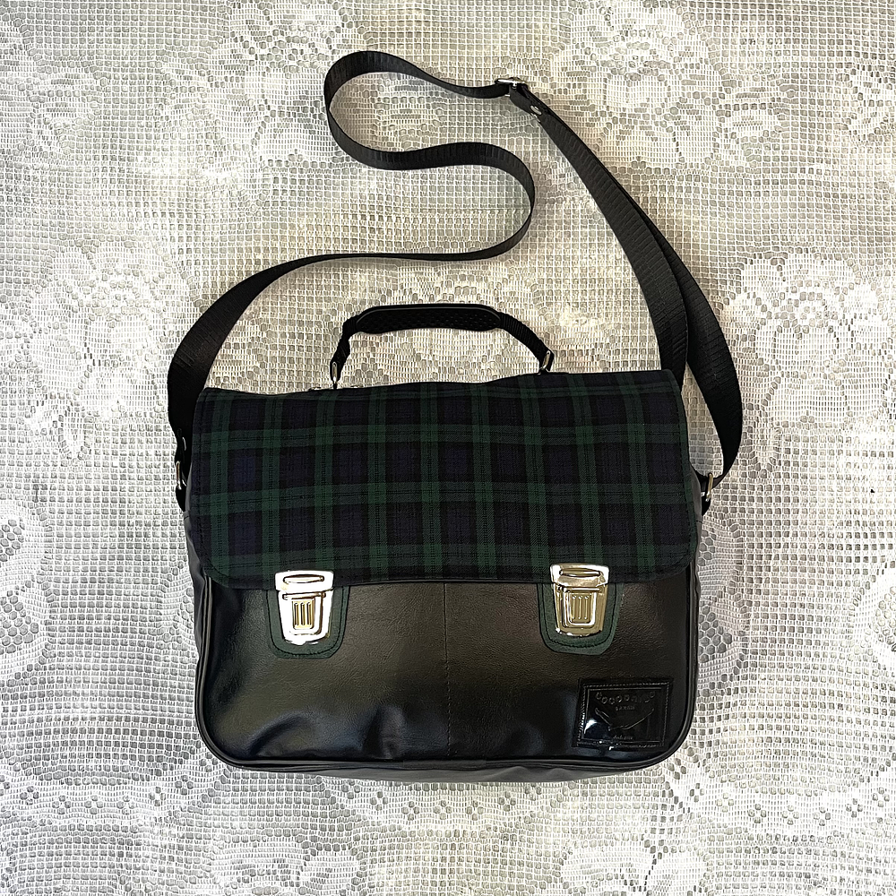 Bolsón Messenger Tartán Verde 