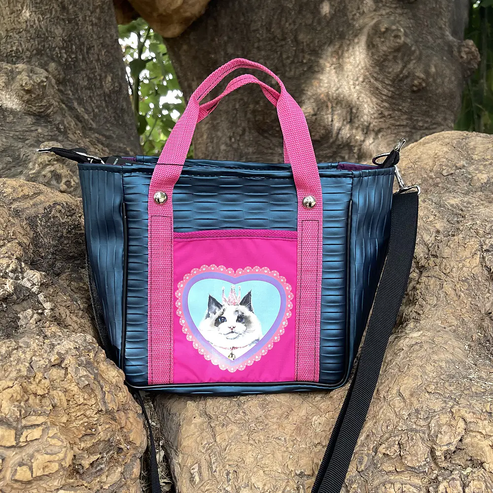 Mini Totebag Hycka Azul tornasol Gatita Corona