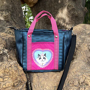 Mini Totebag Hycka Azul tornasol Gatita Corona