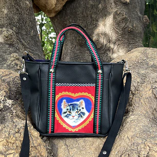 Mini Totebag Hycka Gatito Vintage Rojo