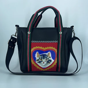 Mini Totebag Hycka Gatito Vintage Rojo