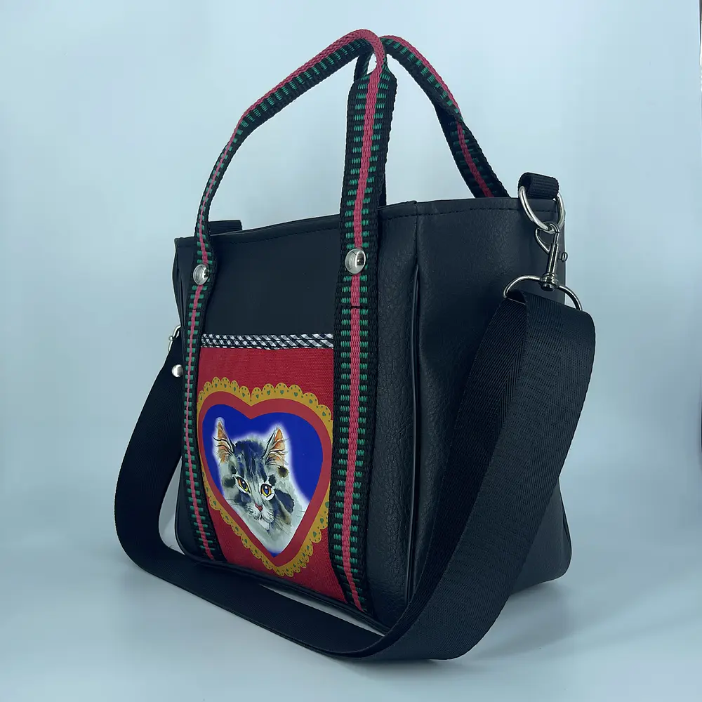 Mini Totebag Hycka Gatito Vintage Rojo 2