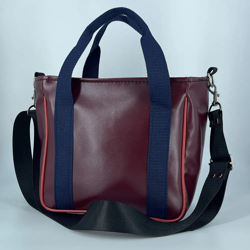 Mini Totebag Hycka Tartán Azul y burdeo 2