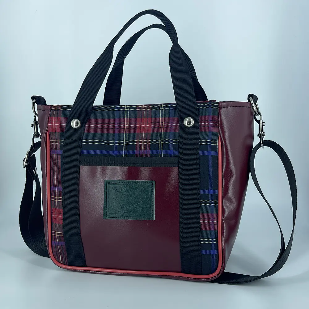 Mini Totebag Hycka Tartán  Burdeo 1