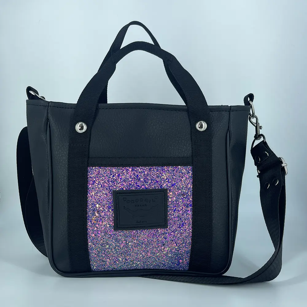 Mini Totebag Hycka Negro Glitter Morado