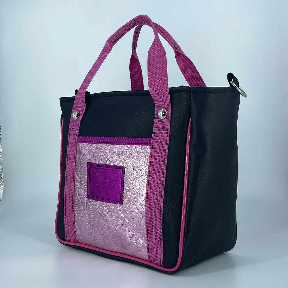 Mini Totebag Hycka Negro y Rosado 2