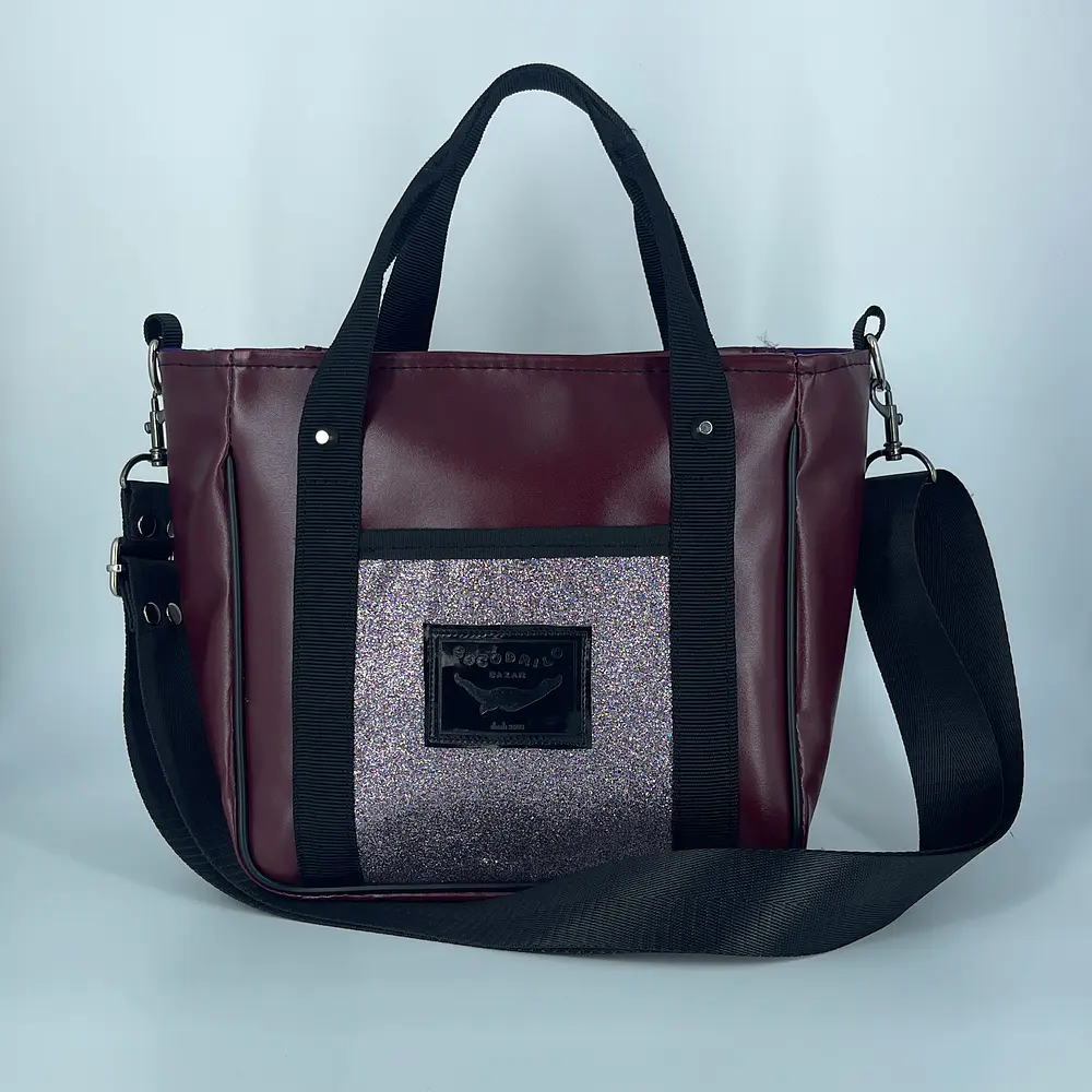 Mini Totebag Hycka Burdeo y Glitter Rosado 1