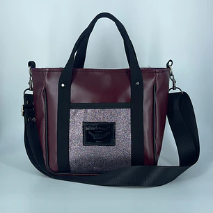 Mini Totebag Hycka Burdeo y Glitter Rosado