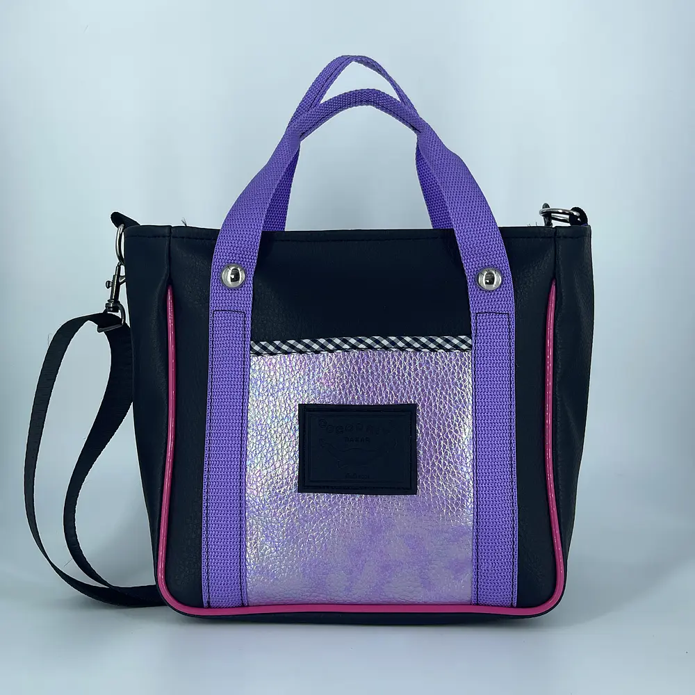 Mini Totebag Hycka Negro y Morado Tornasol 1