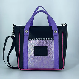 Mini Totebag Hycka Negro y Morado Tornasol