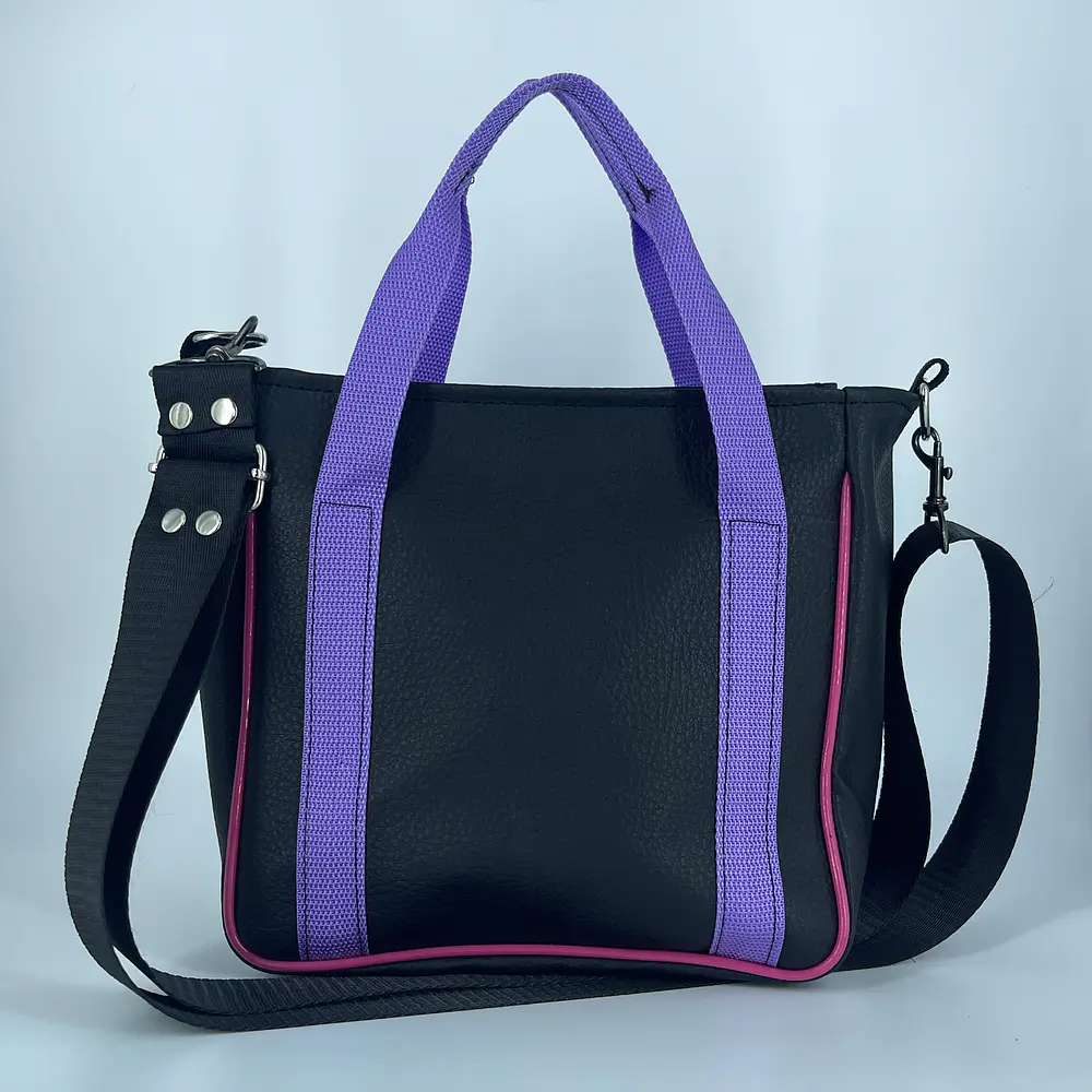 Mini Totebag Hycka Negro y Morado Tornasol 2