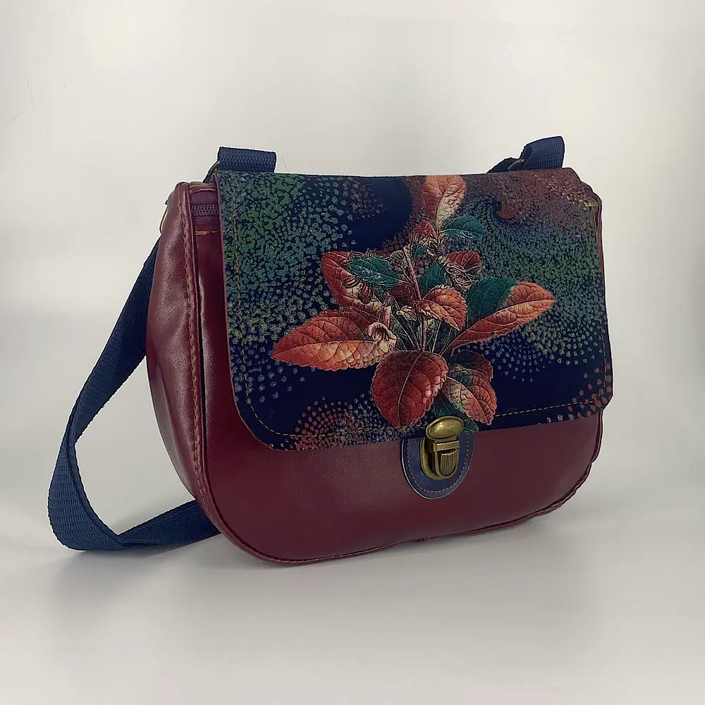 Cartera Sunny Flor Azul y burdeo