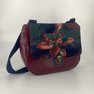 Cartera Sunny Flor Azul y burdeo