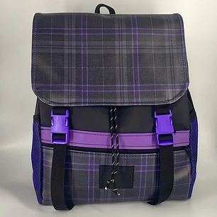Mochila Nicca Cuadriculado Morado y Gris