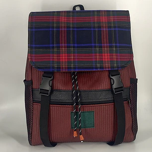 Mochila Nicca Burdeo y tartán 